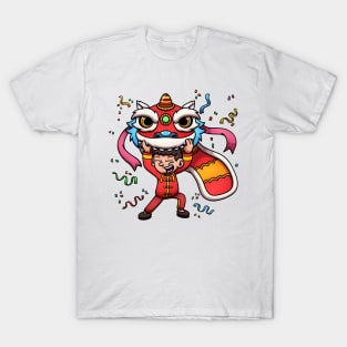 Young Man Performing A Lion Dance T-Shirt